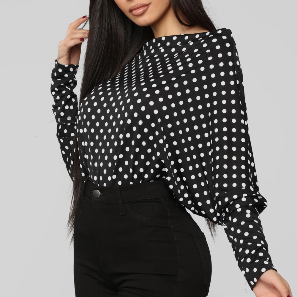 Fashion Nova polka dot boatneck top